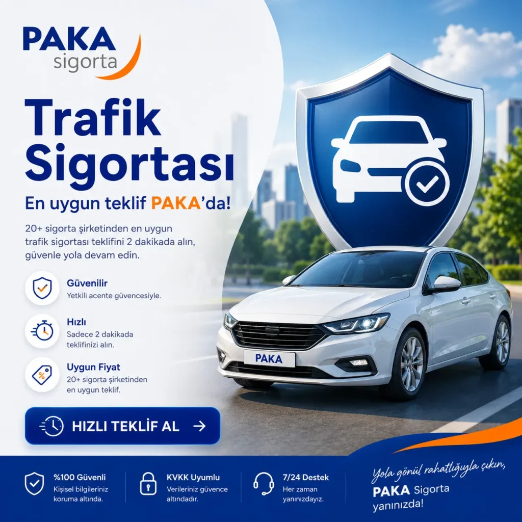 PAKA Sigorta üzerinden 20'den fazla sigorta şirketinden hızlı online trafik sigortası teklifi alın